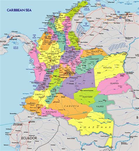 mapa geografico y politico de colombia
